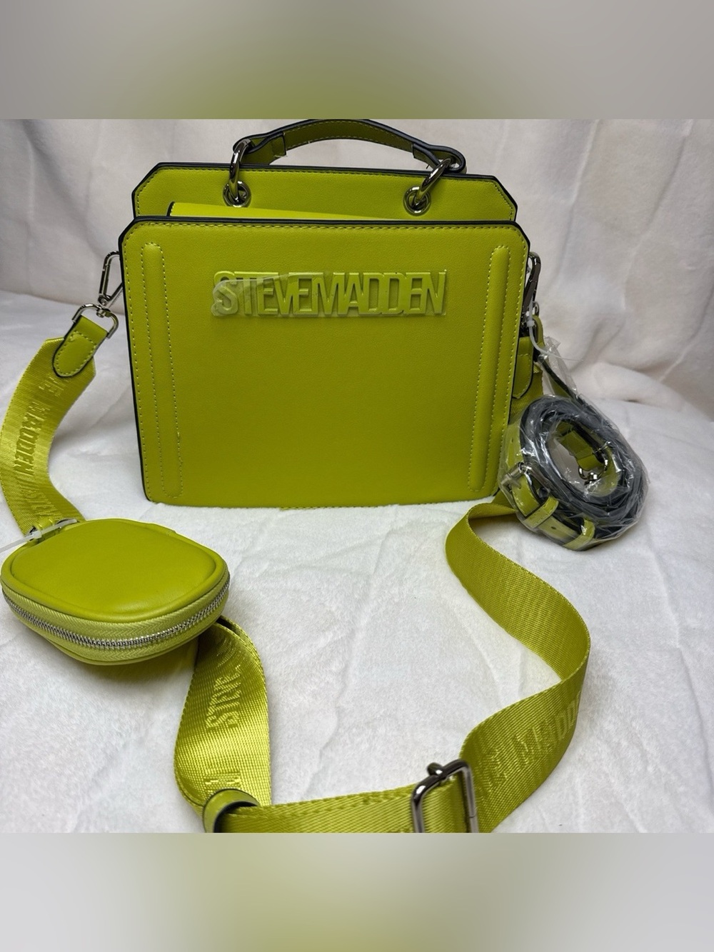 Steve Madden Neon Lime Structured Top-Handle Crossbody Bag